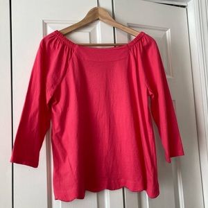 Talbots boat neck scalloped hem top